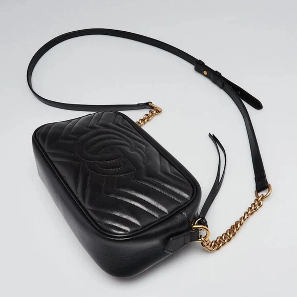 Gucci Black Quilted Leather Marmont Small Camera Bag - Picture 3 of 11
